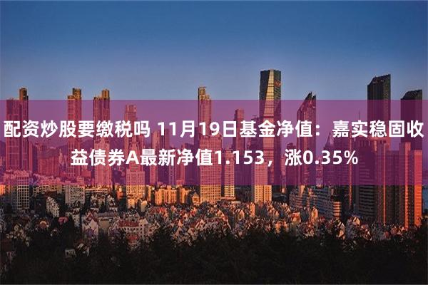 配资炒股要缴税吗 11月19日基金净值：嘉实稳固收益债券A最新净值1.153，涨0.35%