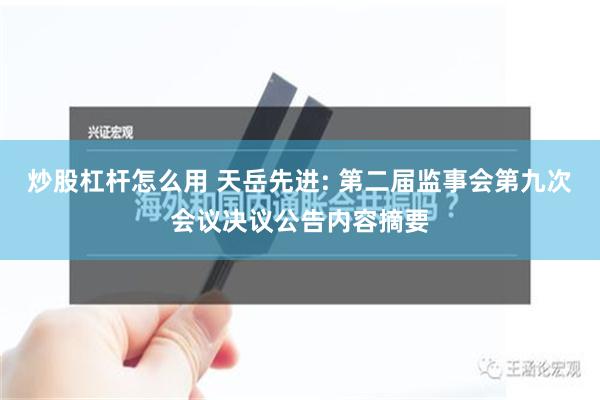 炒股杠杆怎么用 天岳先进: 第二届监事会第九次会议决议公告内容摘要